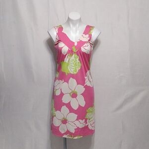 Lilly Pulitzer Floral Silk Blend Shift Dress XS Sleeveless Summer Resort Chic